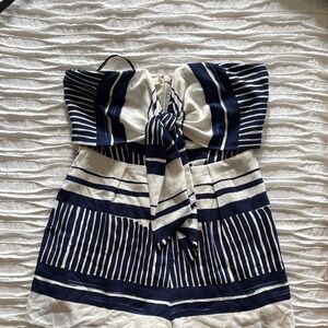 Lulus Striped Navy and White Strapless Romper